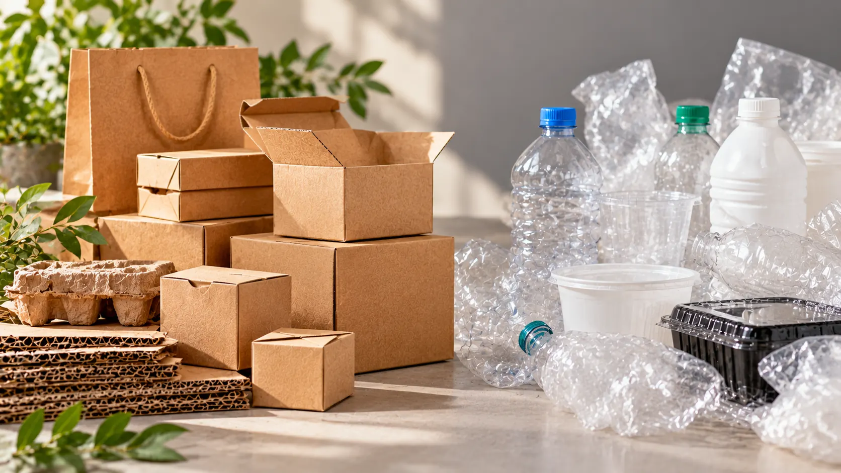 Las ventajas ecológicas del cartón frente al plástico: imagen ilustrativa de cartonaje y packaging